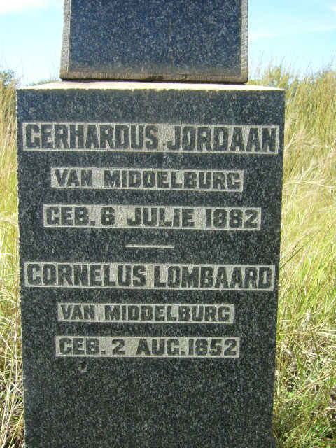 JORDAAN Gerhardus 1882-1901 :: LOMBAARD Cornelius 1852-1901