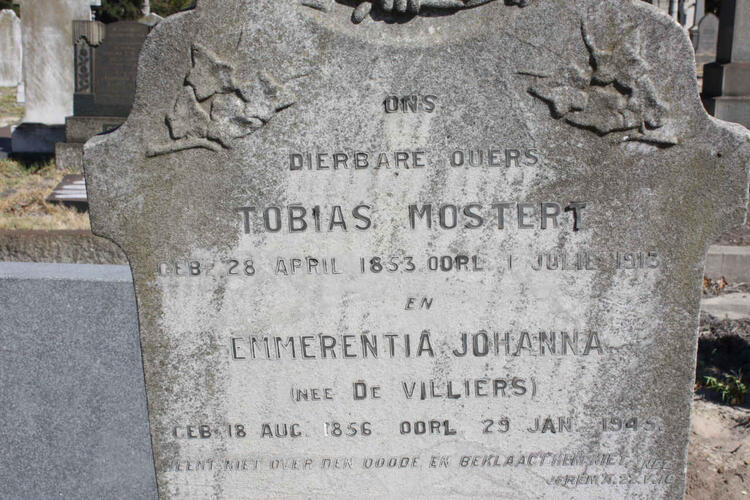 SPUY Tobias Mostert, van der 1853-1913 & Emmerentia Johanna DE VILLIERS 1856-1945