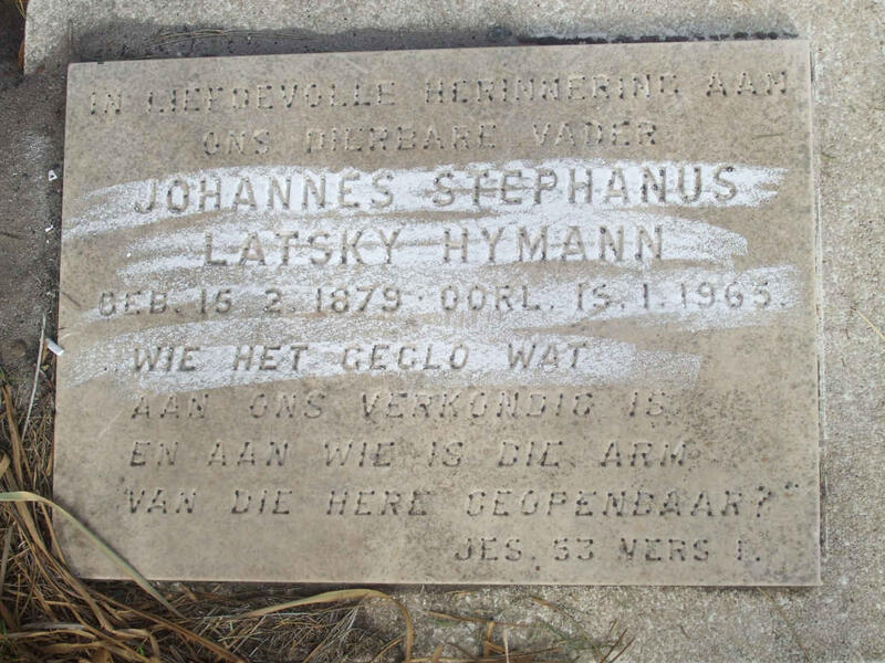 HYMANN Johannes Stephanus Latsky 1879-1965