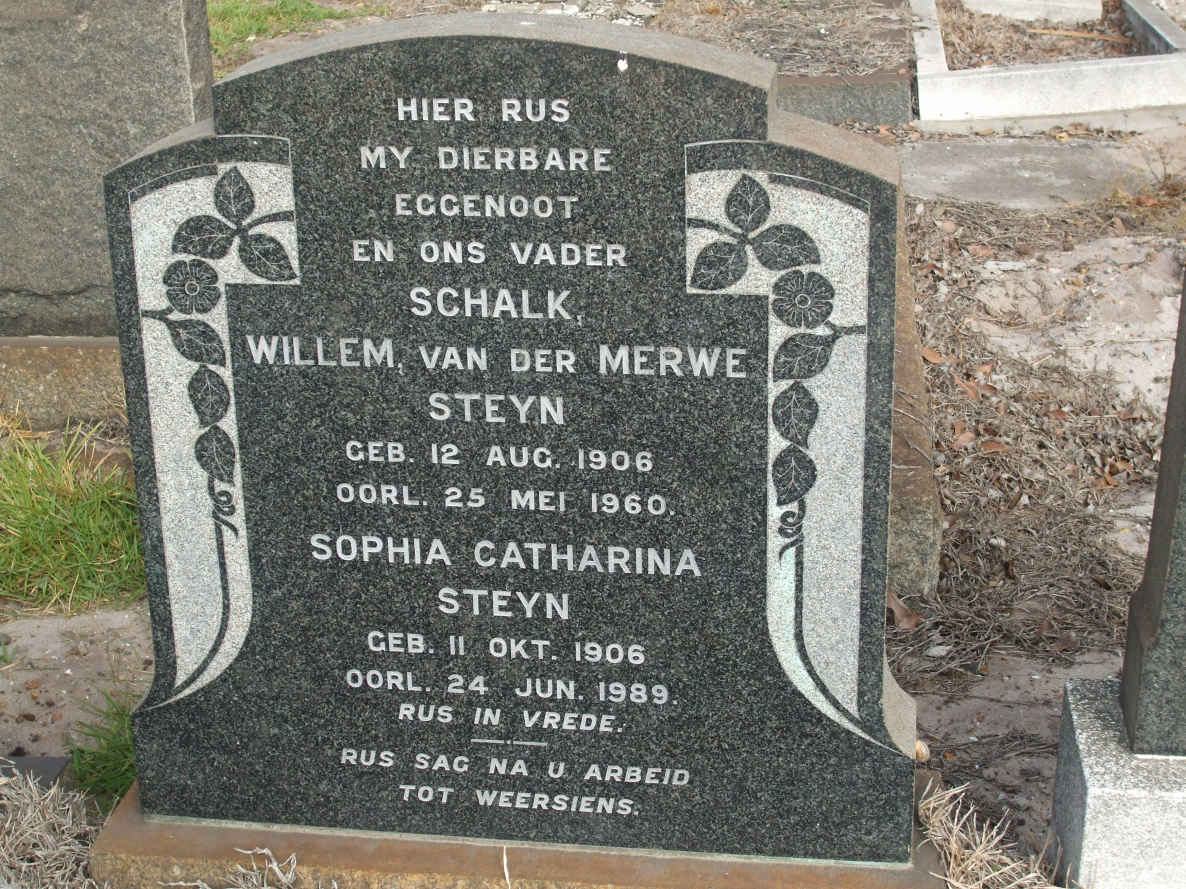 STEYN Schalk Willem van der Merwe 1906-1960 & Sophia Catharina 1906-1989