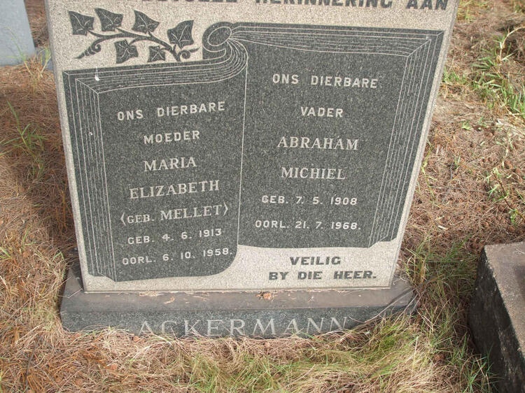 ACKERMANN Abraham Michiel 1908-1968 & Maria Elizabeth MELLET 1913-1958