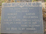 WICKHAM Robert Henry 1879-1958 & Sarah Willemina VAN ROOYEN 1881-1968