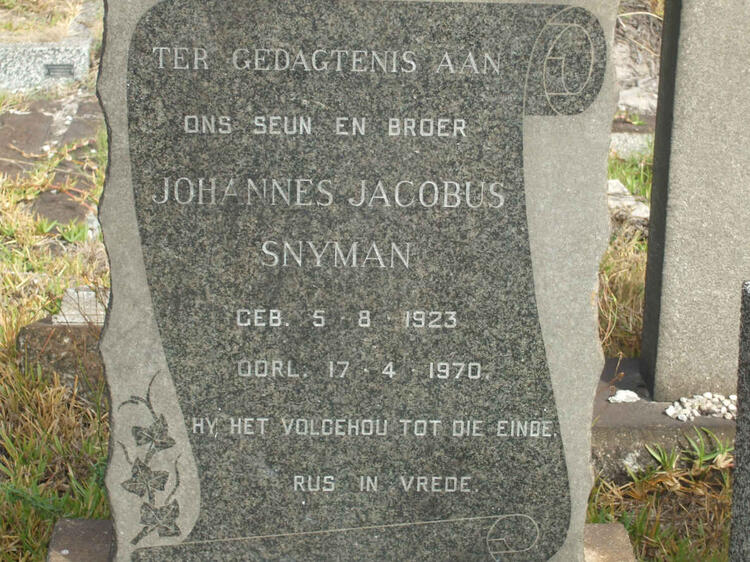 SNYMAN Johannes Jacobus 1923-1970