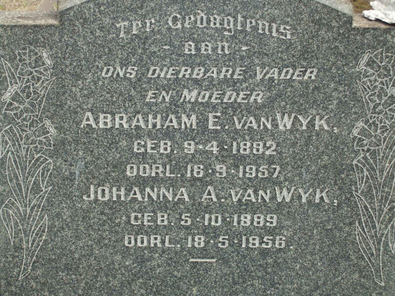 WYK Abraham E., van 1892-1957 & Johanna A. 1889-1956