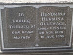 OLLEWAGE Hendrina Hermina nee VISSER 1879-1955
