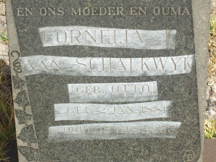 SCHALKWYK Cornelia, van nee OTTO 1881-1953