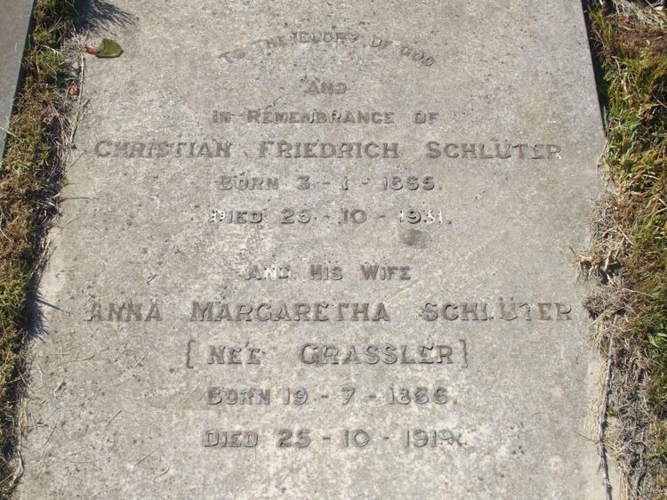 SCHLÜTER Christian Friedrich 1865-1931 & Anna Margaretha GRASSLER 1866-1919