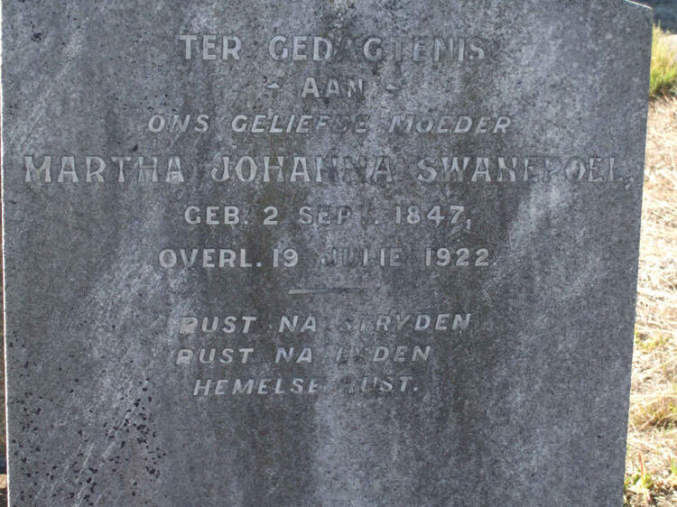 SWANEPOEL Martha Johanna 1847-1922