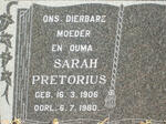 PRETORIUS Sarah 1906-1980