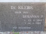KLERK Susanna P., de 1903-1985