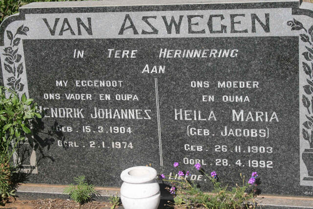 ASWEGEN Hendrik Johannes, van 1904-1974 & Heila Maria JACOBS 1903-1992