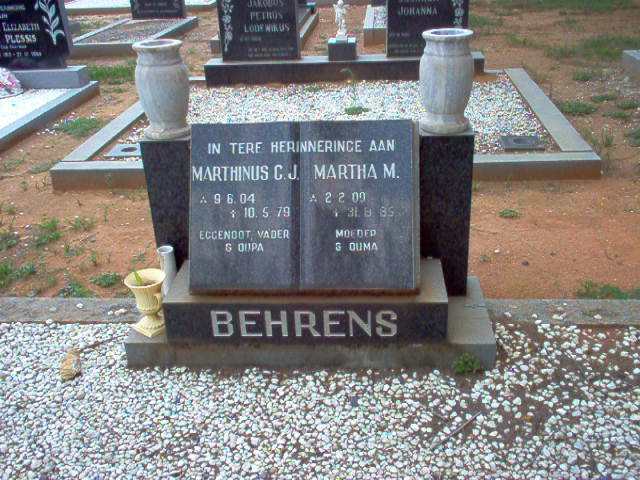 BEHRENS Marthinus C.J. 1904-1979  &  Martha M. 1909-1985