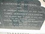 CLAASSENS Carel Johannes 1871-1955 & Matilda Sofya Theresia Henrietta JEPPE 1869-1958