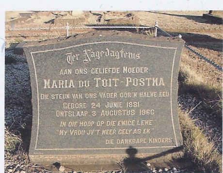 POSTMA Maria nee DU TOIT 1881-1966