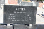 RETIEF Ernie 1899-1974 & Baby 1898-1974