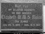 MALAN Elizabeth W.M.S. nee OLWAGE 1885-1922