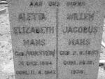 MANS Willem Jacobus 1853-1936 & Aletta Elizabeth VORSTER 1864-1947