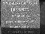 LIEBENBERG Magdalina Catharina nee DE KLERK 1876-1952