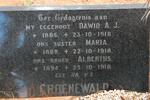 GROENEWALD Dawid A.J. 1885-1918 :: GROENEWALD Maria 1889-1918 :: GROENEWALD Albertus 1894-1918
