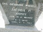 JOOSTE Jacoba P. nee VAN DER MERWE 1870-1965