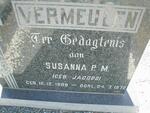 VERMEULEN Susanna P.M. nee JACOBS 1888-1972