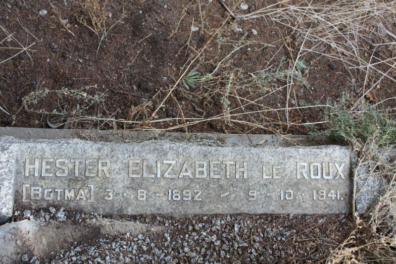 ROUX Hester Elizabeth, le nee BOTMA 1892-1941
