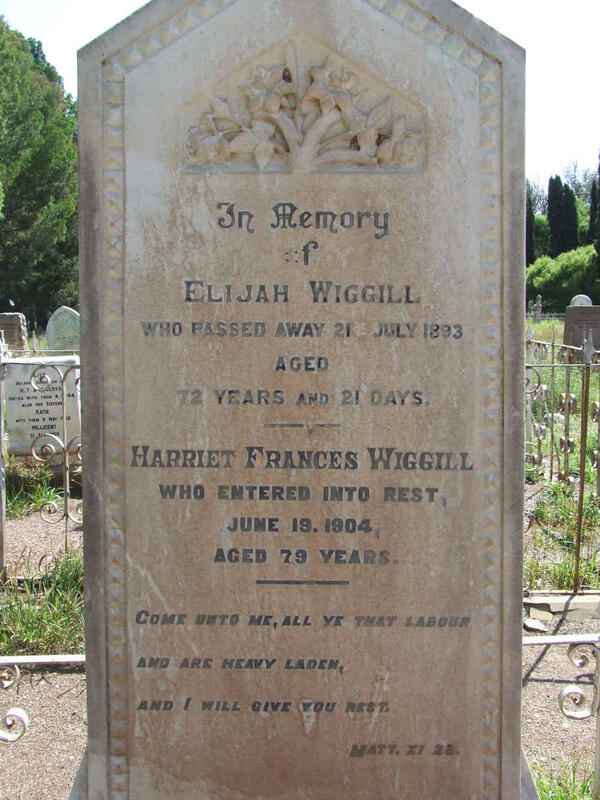 WIGGILL Elijah -1893 :: WIGGEL Harriet Frances -1904