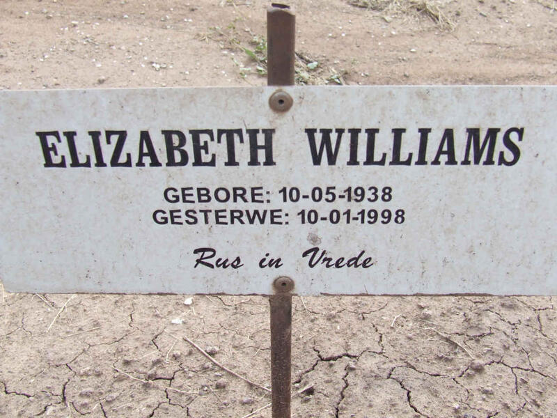 WILLIAMS Elizabeth 1938-1998