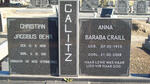 CALITZ Christian Jacobus Behr 1898-1981 & Anna Baraba Craill 1915-2008