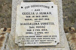 VORSTER Magdalena nee HUGO 1844-1917 :: HUMAN Cecilia J. 1890-1918
