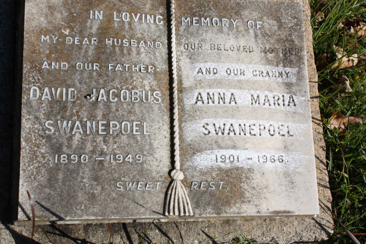 SWANEPOEL David Jacobus 1890-1949 & Anna Maria 1901-1966