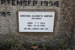 SIMPSON Dorothea Elizabeth nee DRIVER 1914-1999