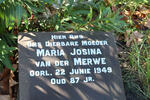 MERWE Maria Josina, van der -1949