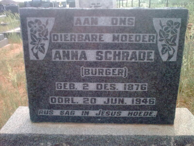 SCHRADE Anna nee BURGER 1876-1946