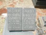 MULDER Hendrik Andries 1896-1972 & Aletta Roeletta Elizabeth 1906-1978