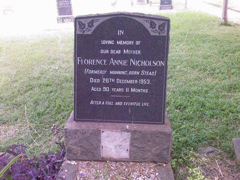 NICHOLSON Florence Annie formerly MANNING nee STEAD -1953