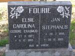 FOURIE Jan Stephanus 1899-1983 & Elsie Carolina ERASMUS 1907-1993