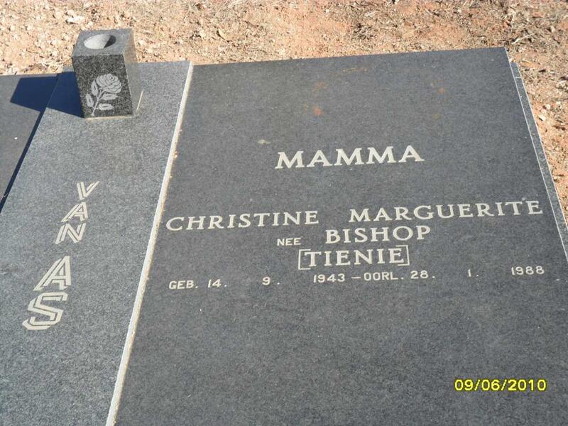 AS Christine Marguerite, van nee BISHOP 1943-1988