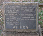 AFRICA Martha Magdalene 1866-1937