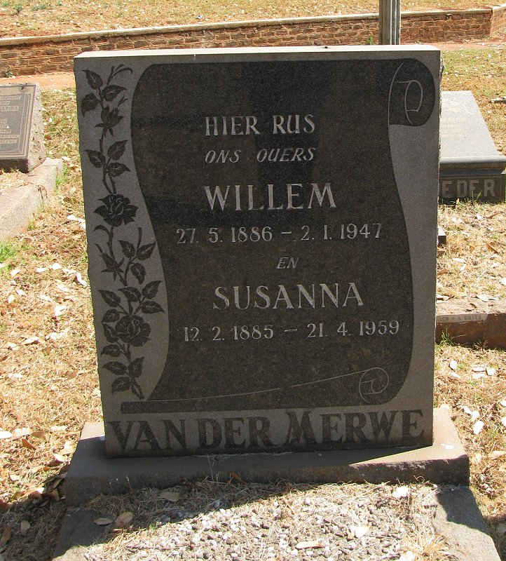 MERWE Willem, van der 1886-1947 & Susanna 1885-1959