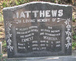MATTHEWS Ernest 1998-1969 & Martha 1901-1981