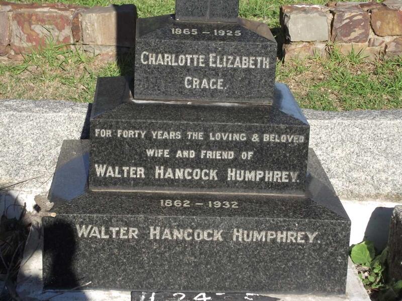CRAGE Walter Hancock Humphrey 1862-1932 & Charlotte Elizabeth 1865-1925 