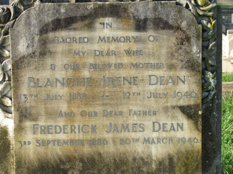 DEAN Frederick James 1886-1946 & Blanche Irene 1888-1940