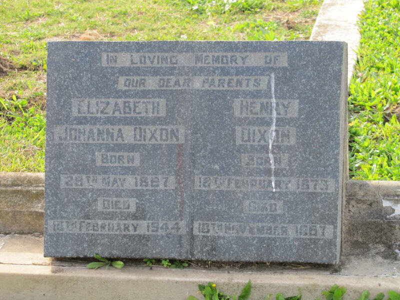 DIXON Henry 1873-1967 & Elizabeth Johanna 1887-1944