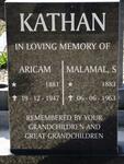 KATHAN Aricam 1881-1947 & Malamal S. 1883-1963