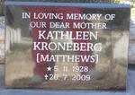 KRONEBERG Kathleen nee MATTHEWS 1928-2009