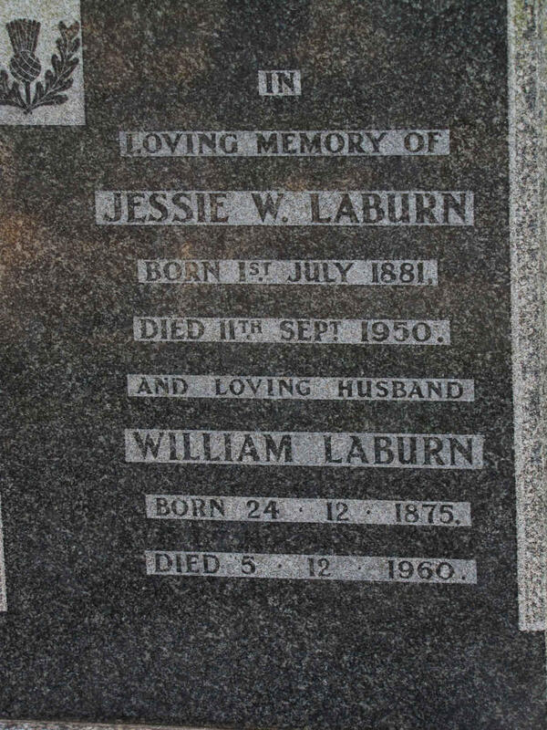 LABURN William 1875-1960 & Jessie W. 1881-1950 