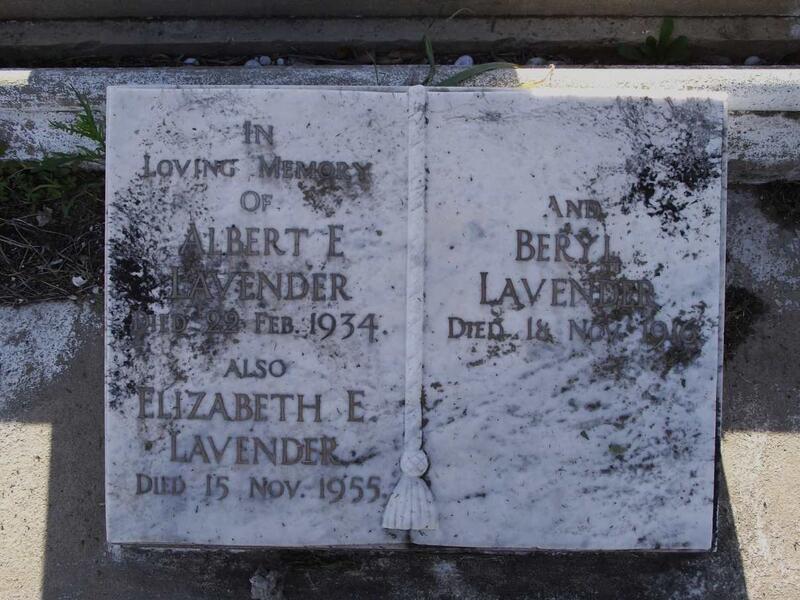 LAVENDER Albert E. -1934 & Elizabeth E. -1955 :: LAVENDER Beryl -1916