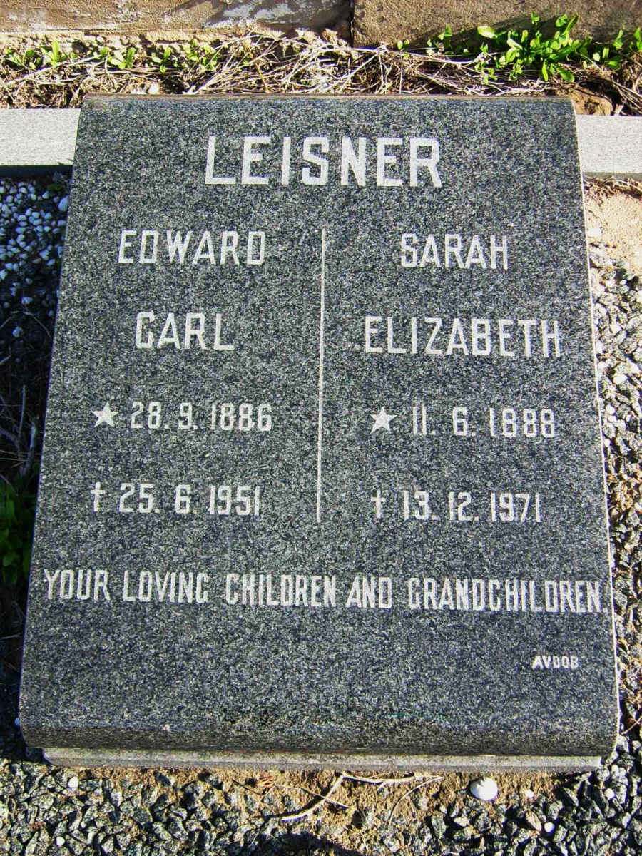 LEISNER Edward Carl 1886-1951 & Sarah Elizabeth 1888-1971