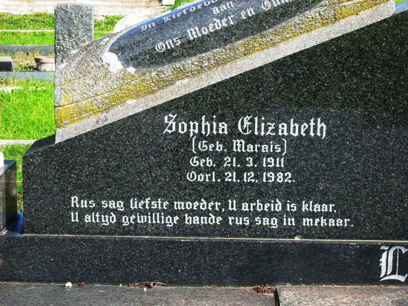 LIEBACH Sophia Elizabeth nee MARAIS 1911-1982